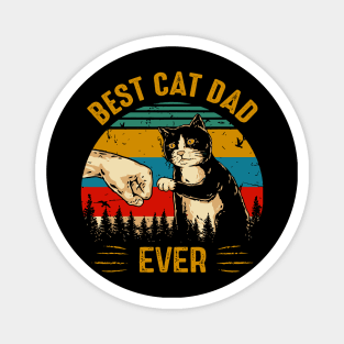 Vintage Best Cat Dad Ever Fist Bump Black Cat Gift Magnet